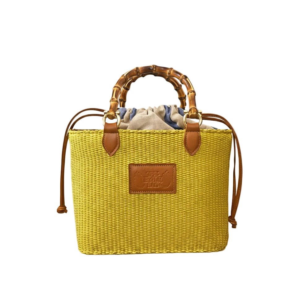 Athena Bucket Bag with bamboo handles