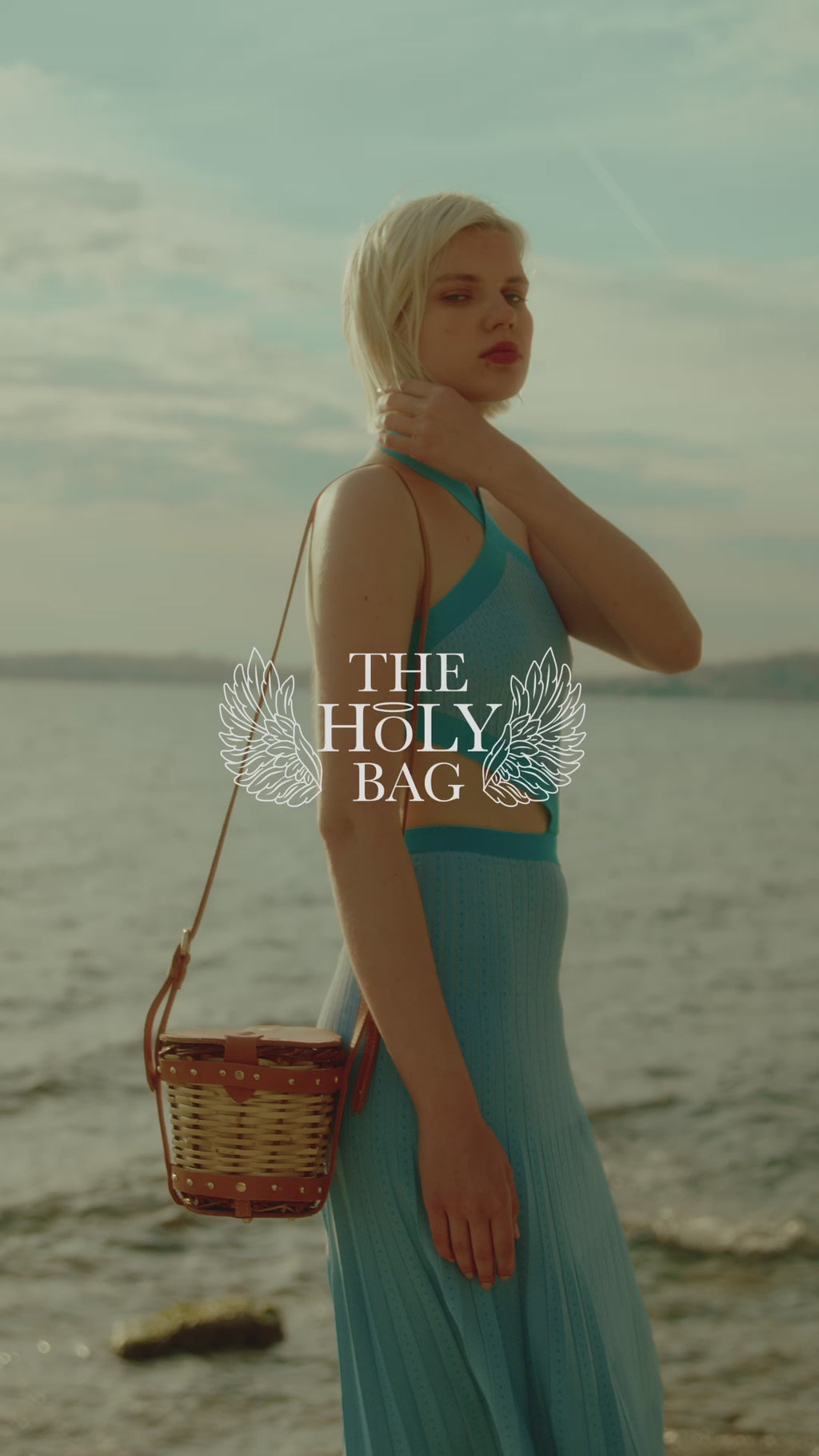 Καλάθι από ψάθα και δέρμα με καπάκι, Dione