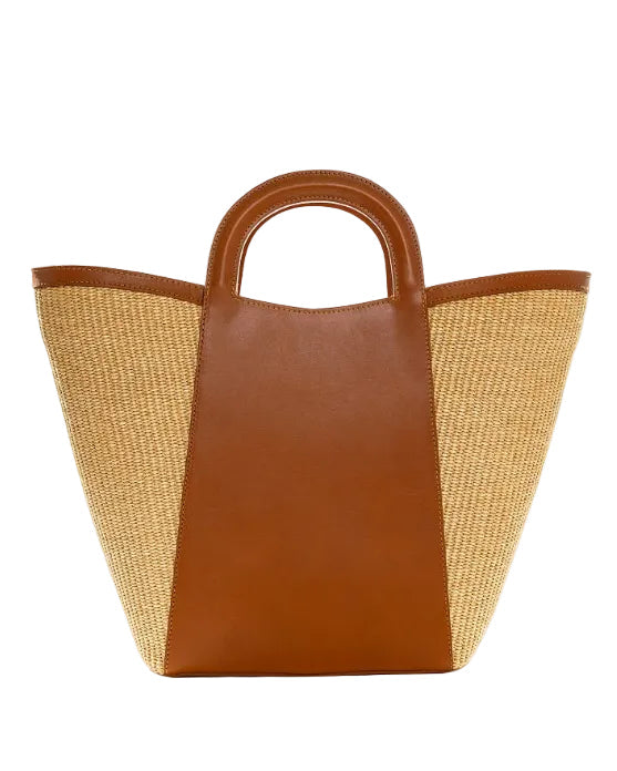 Shopper από δέρμα και ψάθα, AQUARIUS - The Holy Bag