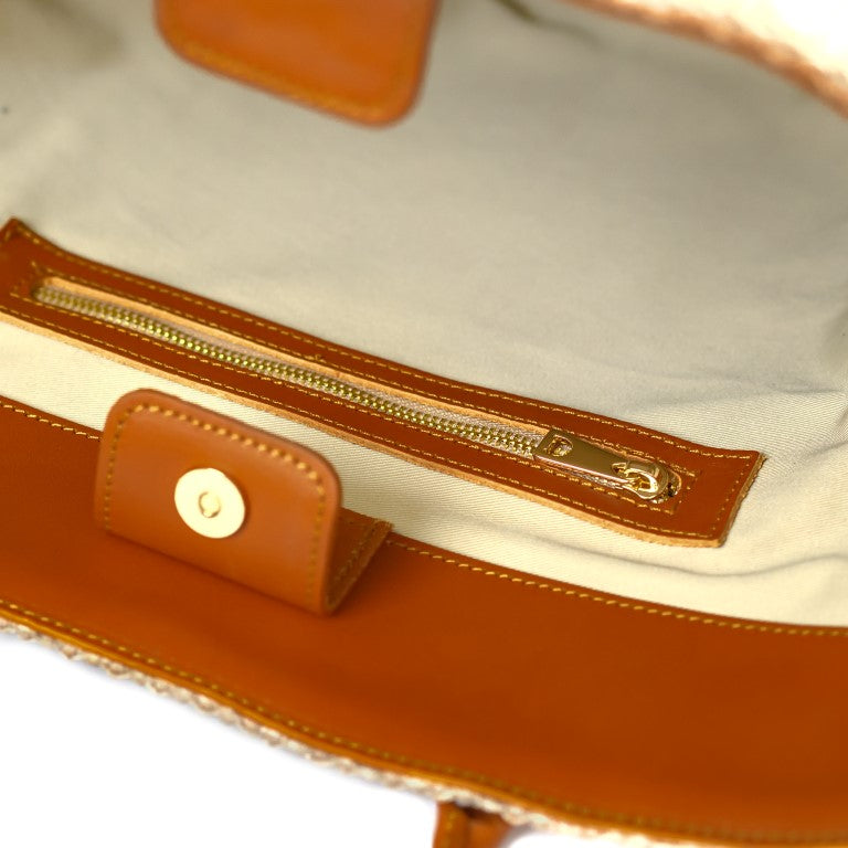 Shopper in leather and straw, Andromeda - The Holy Bag