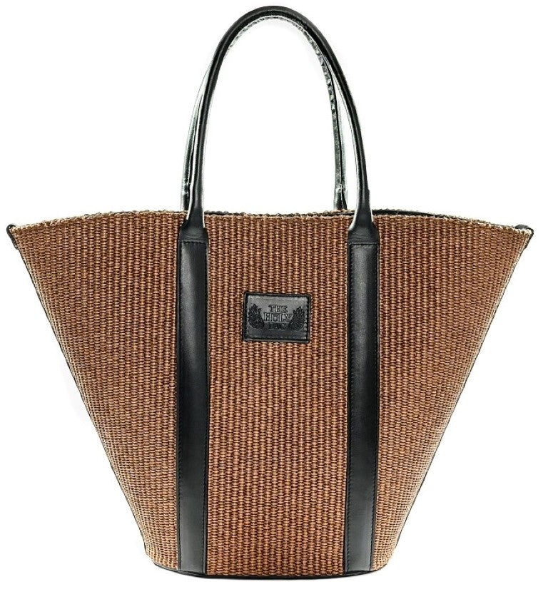 Shopper in leather and straw, Andromeda - The Holy Bag